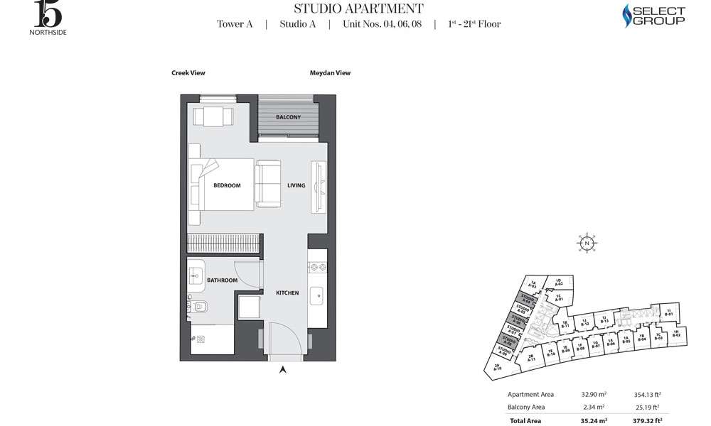 Tower A, Studio-A, Unit 04,06,08, 1st-21st Floor